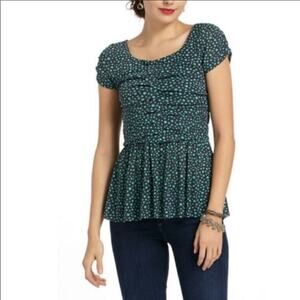 Anthropologie Postmark Polka Dotted Peplum Top
